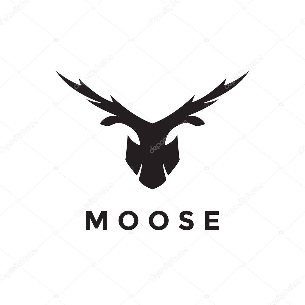 Face head modern shape moose deer logo design vector graphic symbol icon illustration creative idea