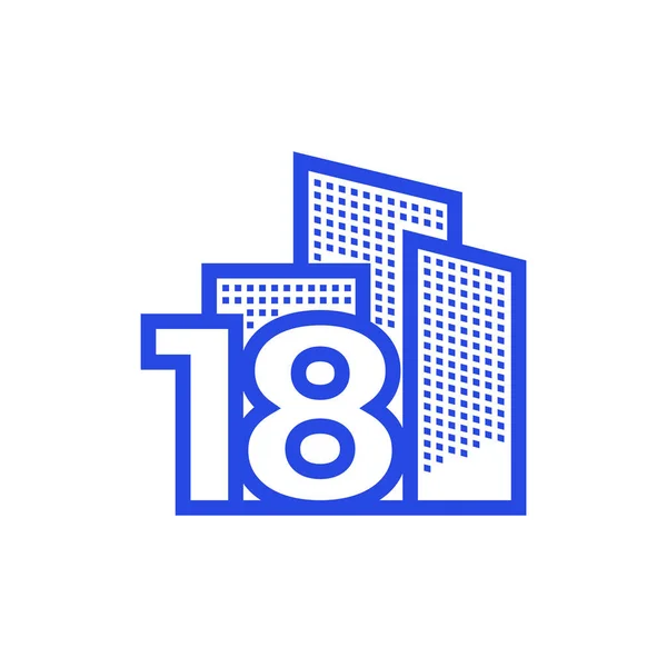 Número Com Imobiliário Logotipo Design Vetor Símbolo Gráfico Ícone Ilustração — Vetor de Stock