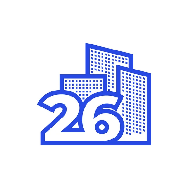 Anzahl Mit Gebäude Logo Design Vektor Grafik Symbol Ikone Abbildung — Stockvektor