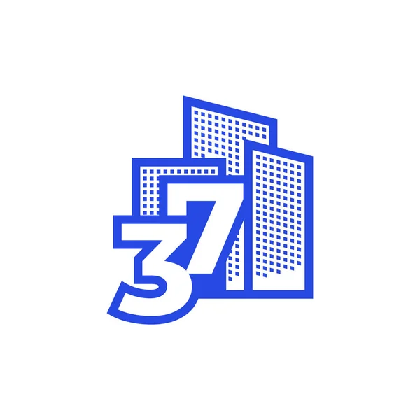 Número Con Logotipo Del Edificio Diseño Vectorial Símbolo Gráfico Icono — Archivo Imágenes Vectoriales