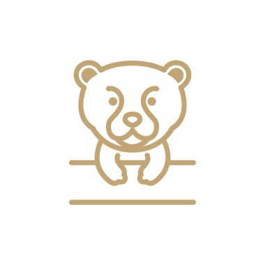 Pano logosu tasarımı ile şekil çizgisi şirin ayı, vektör grafik simgesi çizimi yaratıcı fikir