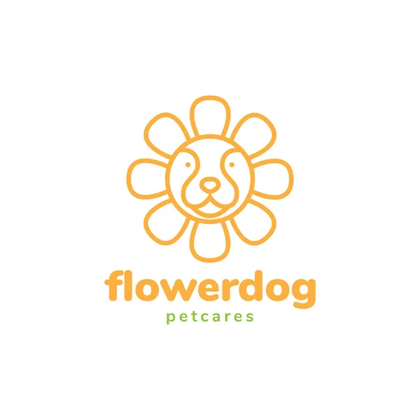 Πρόσωπο Χαριτωμένο Σκυλί Λογότυπο Λουλούδι Ήλιο Σχεδιασμό Διάνυσμα Γραφικό Σύμβολο — Διανυσματικό Αρχείο