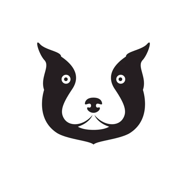 Gesicht Hund Schwarz Niedlich Cartoon Logo Design Vektor Grafik Symbol — Stockvektor
