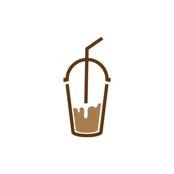 Пластиковое Стекло Свежим Дизайном Логотипа Шоколадного Напитка Векторная Графическая Иконка — стоковый вектор