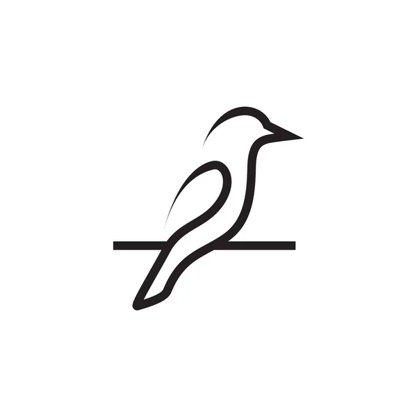 Pássaro Minimalista Ramo Design Logotipo Moderno Vetor Símbolo Gráfico Ícone — Vetor de Stock