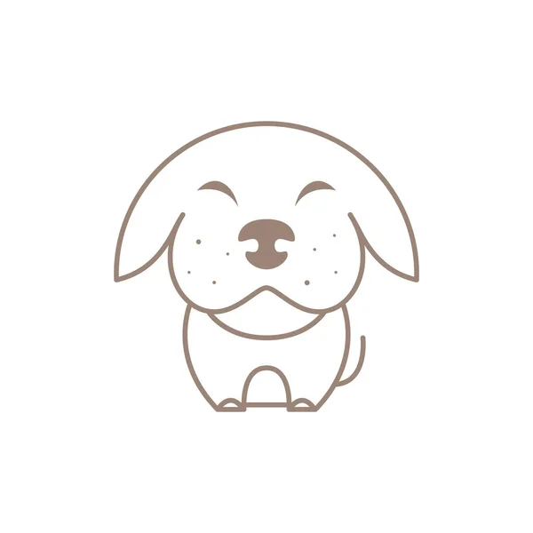 Çizgi Sevimli Köpek Gülümsemesi Yağ Logosu Tasarımı Vektör Grafik Simgesi — Stok Vektör