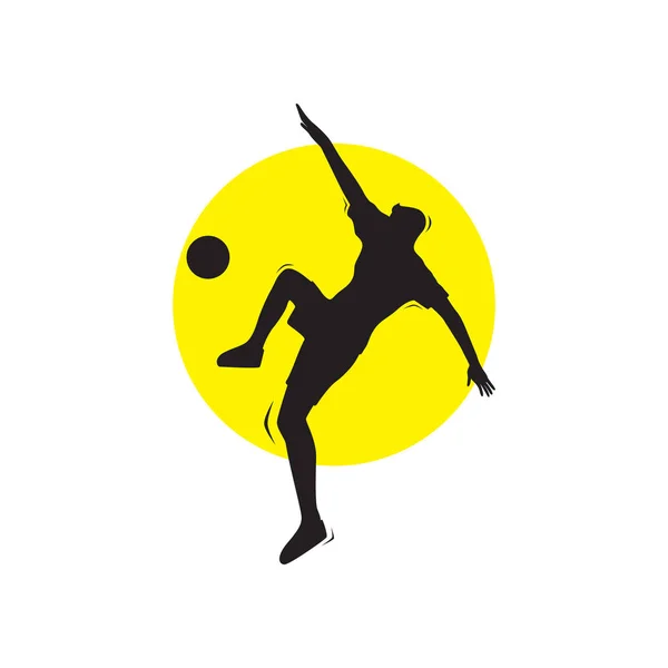 Силуэт Молодой Человек Сальто Удар Мяч Дизайн Логотипа Векторные Графические — стоковый вектор