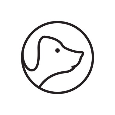 çizgi yüz kenarı köpek logosu tasarımı, vektör grafik simgesi çizimi yaratıcı fikir
