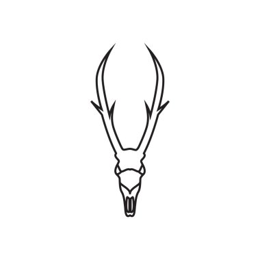 geyik kafatası hipster uzun boynuz logosu tasarımı, vektör grafik simgesi çizim yaratıcı fikir