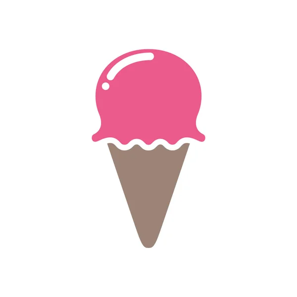 Einfach Flache Eis Kegel Erdbeere Logo Design Vektor Grafik Symbol — Stockvektor