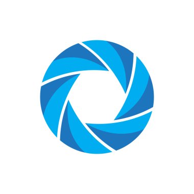 Kamera lensi dalga logosu tasarımı, vektör grafik simgesi çizimi yaratıcı fikir