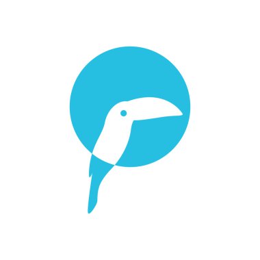 Kuş Toucan düz logo tasarımı vektör grafik simgesi çizim yaratıcı fikri ile daire