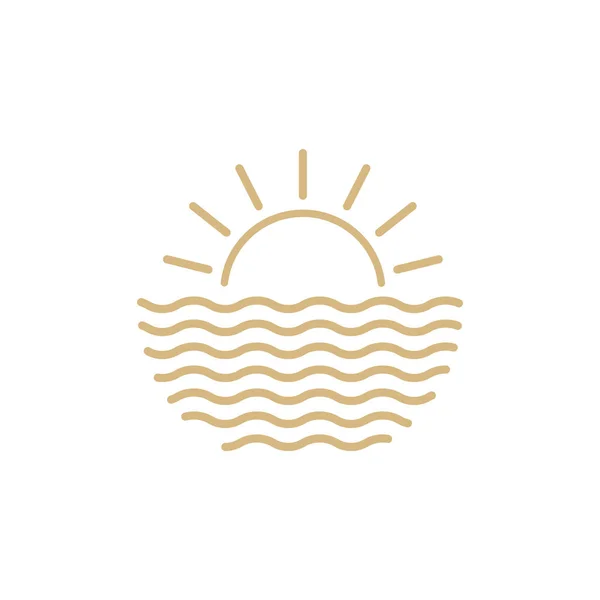 Mar Água Geométrica Hipster Com Design Logotipo Sol Vetor Símbolo — Vetor de Stock