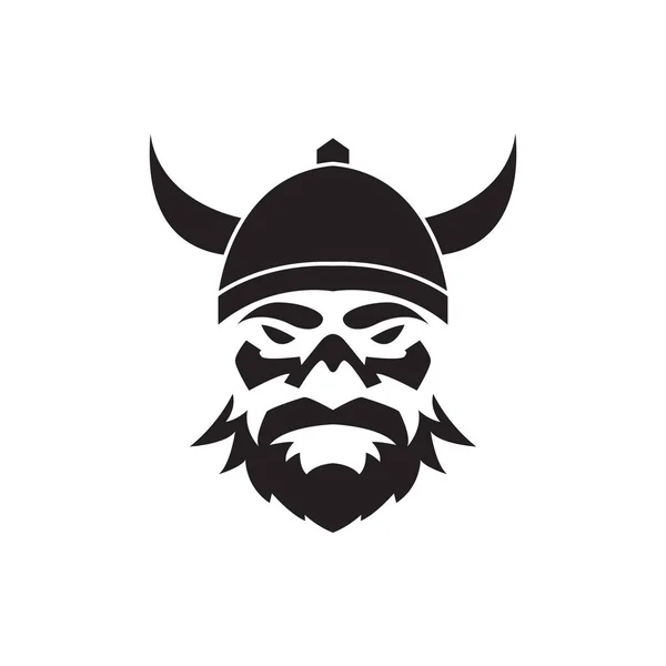 Visage Homme Colère Viking Logo Design Vecteur Graphique Symbole Icône — Image vectorielle