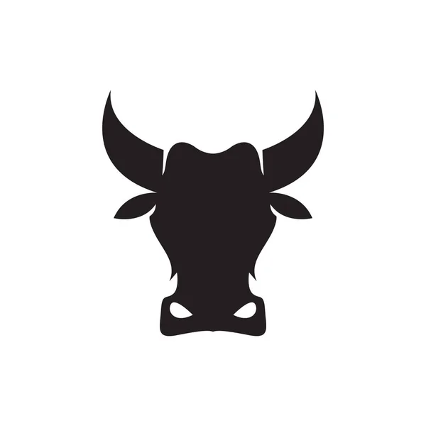 Siluet Siyah Inek Kafası Logosu Tasarımı Vektör Grafik Simgesi Çizimi — Stok Vektör