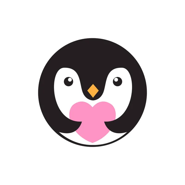Ładny Pingwin Przytulić Miłość Logo Projekt Wektor Graficzny Symbol Ikona — Wektor stockowy