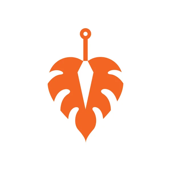 Kunai Mit Blatt Logo Design Vektor Grafik Symbol Icon Illustration — Stockvektor