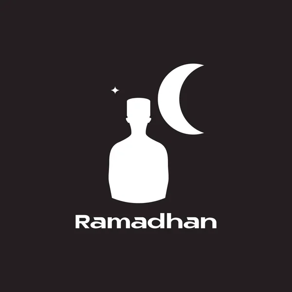Sziluett Fiatalember Sapkával Ramadán Logó Tervezés Vektor Grafika Szimbólum Ikon — Stock Vector