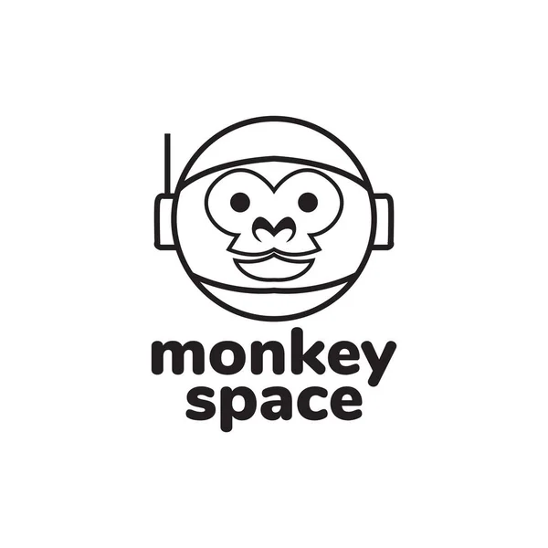 Wajah Lucu Logo Astronot Monyet Desain Vektor Ikon Simbol Gambar Grafik Vektor