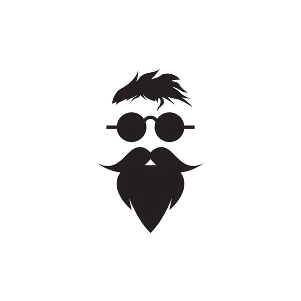Борода Людина Розумними Сонцезахисними Окулярами Дизайн Логотипу Векторний Графічний Символ — стоковий вектор