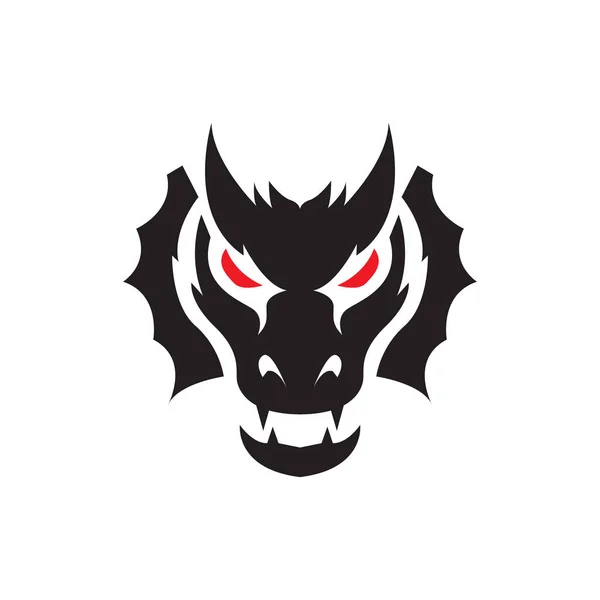 Cara Asustar Dragón Negro Logo Diseño Vector Gráfico Símbolo Icono — Vector de stock