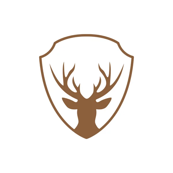 Perisai Dengan Tanduk Rusa Desain Logo Vektor Ikon Simbol Gambar - Stok Vektor
