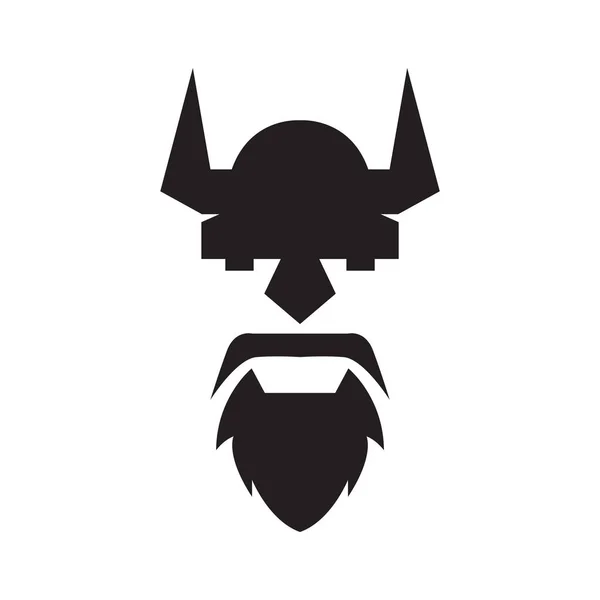 Negro Minimalista Cara Vikinga Logo Design Vector Gráfico Símbolo Icono — Archivo Imágenes Vectoriales