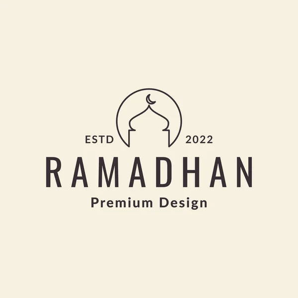 Vonal Kör Mecset Ramadan Logó Design Vektor Grafikus Szimbólum Ikon — Stock Vector