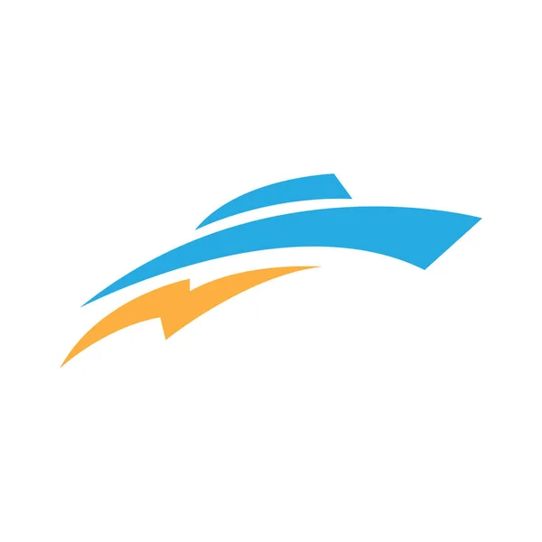 Thunderbolt Rápido Com Design Logotipo Barco Vetor Símbolo Gráfico Ícone — Vetor de Stock