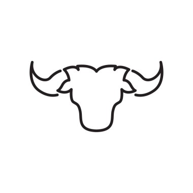 çizgi minimalist baş boğa logosu tasarımı, vektör grafik simgesi çizim yaratıcı fikir