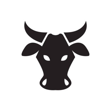 yüz siyah inek hayvan logo tasarımı, vektör grafik simge çizim yaratıcı fikir