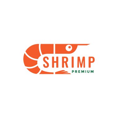 Geometrik karides minimalist logo tasarımı, vektör grafik simgesi çizim yaratıcı fikir