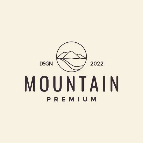 Ligne Hipster Montagne Avec Façon Dont Logo Design Vectoriel Graphique — Image vectorielle