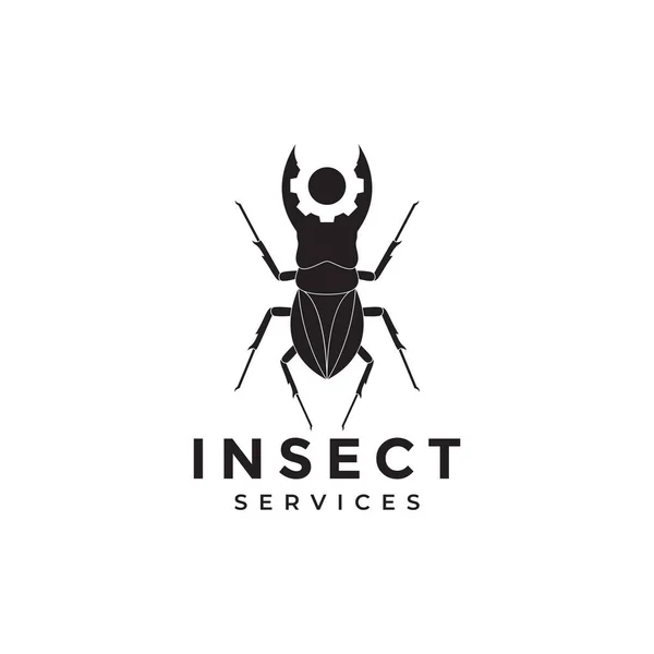 Insektenkäfer Mit Getriebe Service Logo Design Vektor Grafik Symbol Ikone — Stockvektor