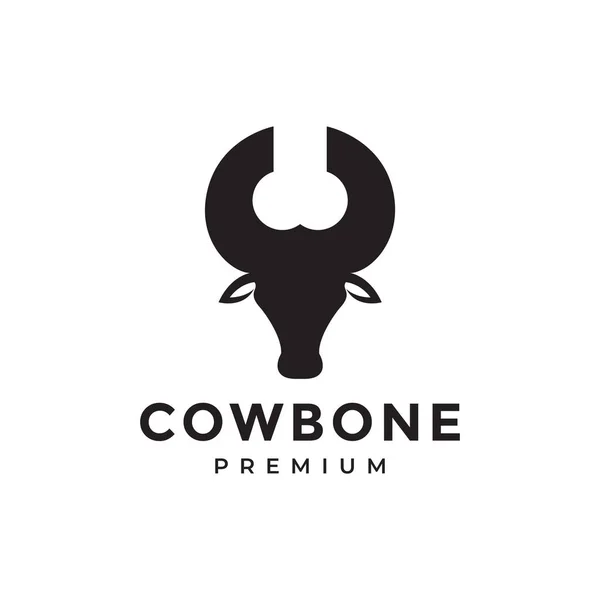 Tête Vache Avec Conception Logo Corne Illustration Icône Symbole Graphique — Image vectorielle