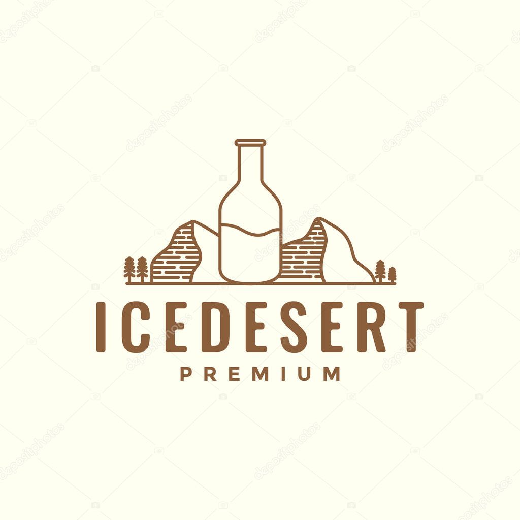 Hipster hill and bottle logo design, vector graphic symbol icon illustration creative idea