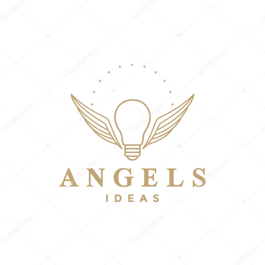 Lamp with wings idea logo design, vector graphic symbol icon illustration creative idea
