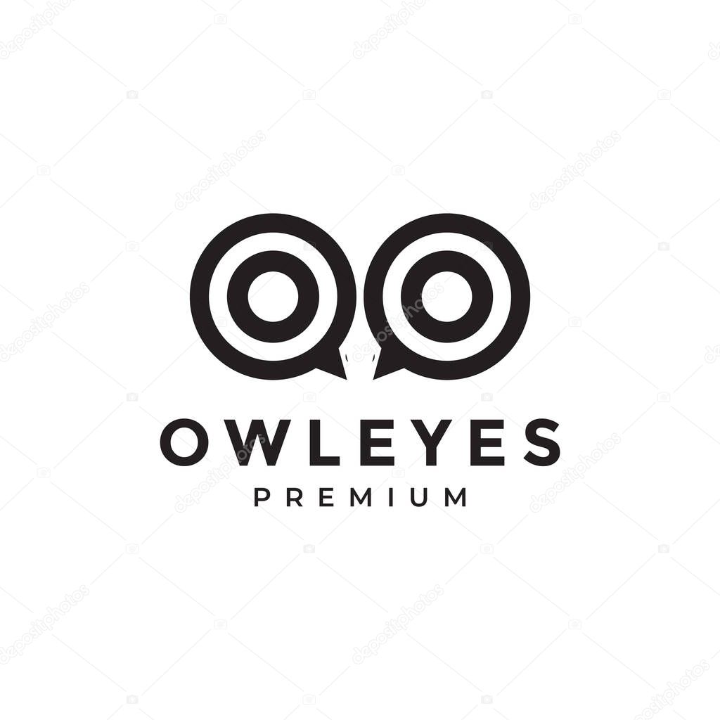 Circle geometric eyes owl bird logo design, vector graphic symbol icon illustration creative idea