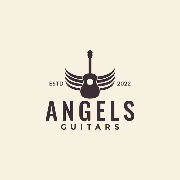 Vintage Simple Guitar Wings Logo Design Vector Graphic Symbol Icon — Image vectorielle