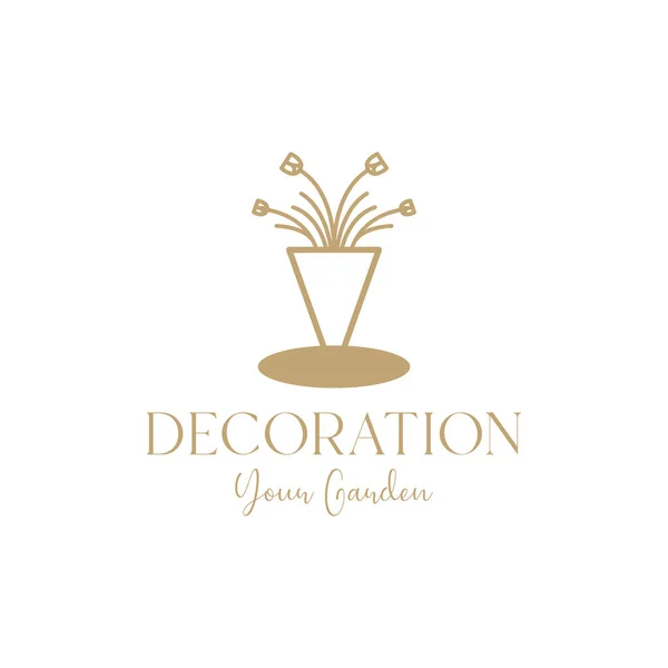Luxury Plant Vase Decorative Logo Design Vector Graphic Symbol Icon — 스톡 벡터