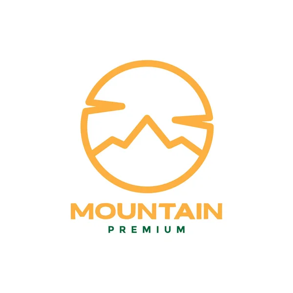 Line Colored Circle Mountain Simple Logo Design Vector Graphic Symbol — стоковый вектор