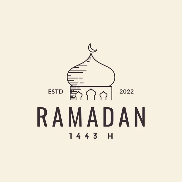 Linha Hipster Cúpula Mesquita Ramadan Logotipo Design Vetor Símbolo Gráfico —  Vetores de Stock