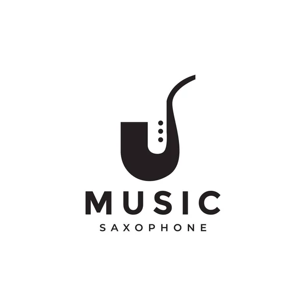 Simple Shape Saxophone Logo Design Vector Graphic Symbol Icon Illustration — стоковый вектор