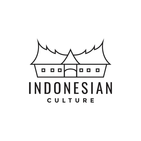 Padang Indonésia Home Cultura Linha Logotipo Design Vetor Gráfico Símbolo — Vetor de Stock