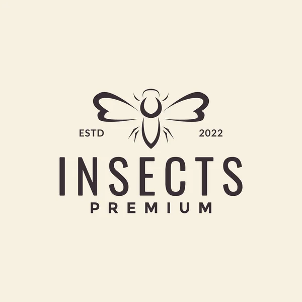 Insekt Fliegen Hipster Logo Design Vektor Grafik Symbol Icon Illustration — Stockvektor