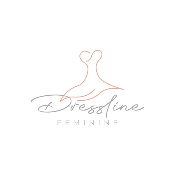 Feminine Line Dress Minimalist Logo Design Vector Graphic Symbol Icon — 스톡 벡터