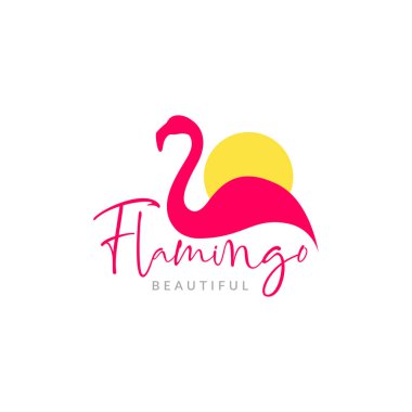 soyut feminen flamingo güneş logosu tasarımı vektör grafik simgesi çizimi yaratıcı fikir