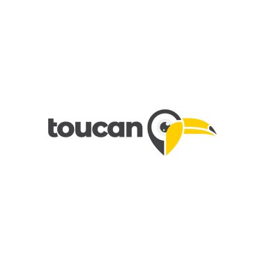 Toucan geometrik baş renkli logo tasarımı vektör grafik simgesi çizimi yaratıcı fikir