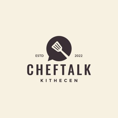 Spatula pişirme logosu tasarım vektör grafik simgesi çizim yaratıcı fikir ile balon sohbeti