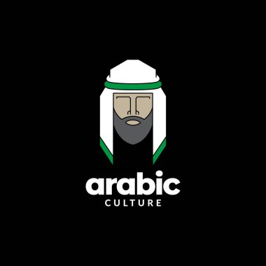 kaffiyeh Arap logo tasarım vektör grafik simge çizim yaratıcı fikir baş adam